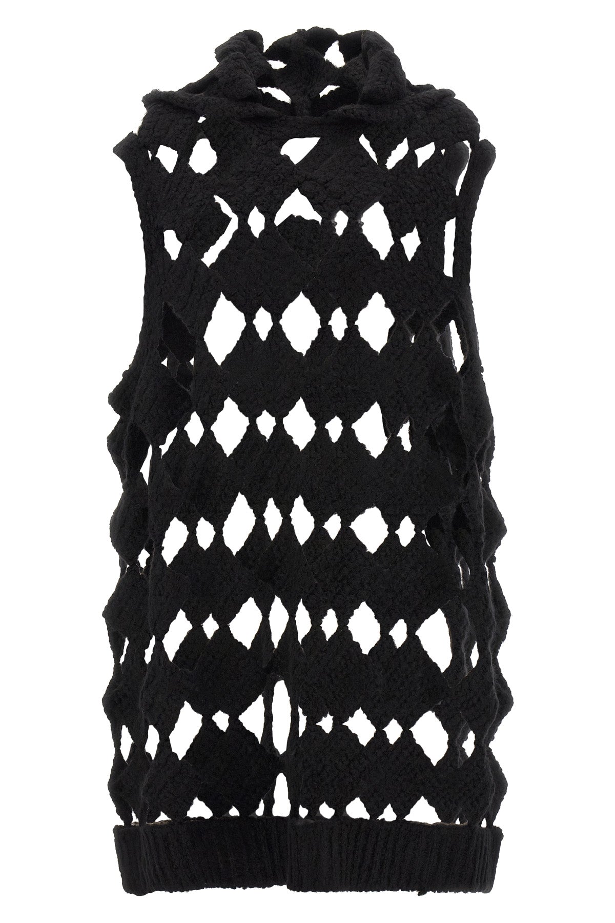 the rick owens sarutanya top defines a new concept of knitwear through a black