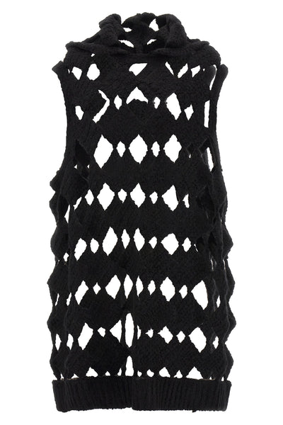 the rick owens sarutanya top defines a new concept of knitwear through a black