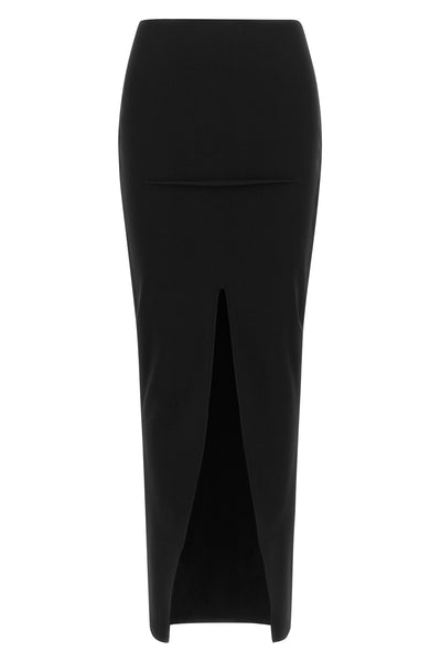 the long rick owens skirt redefines the codes of knitwear through a sculptural a