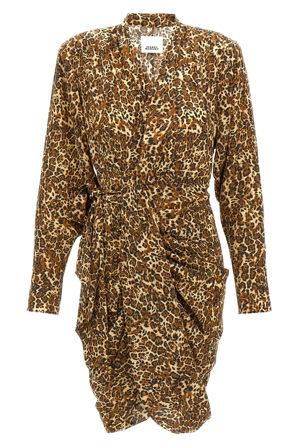 cleora leopard print stretch silk dress
