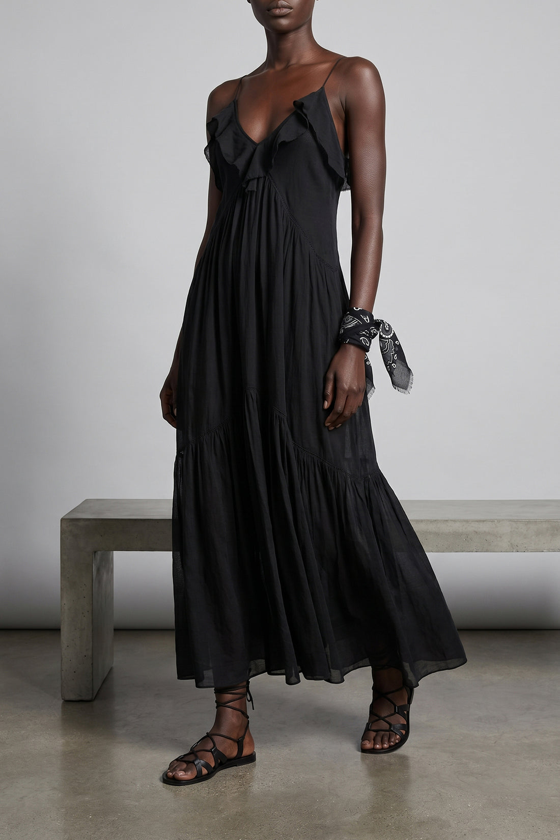 MARANT ETOILE 36 long vasma dress in cotton voile