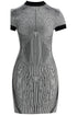 short dress in black and white striped jacquard viscose