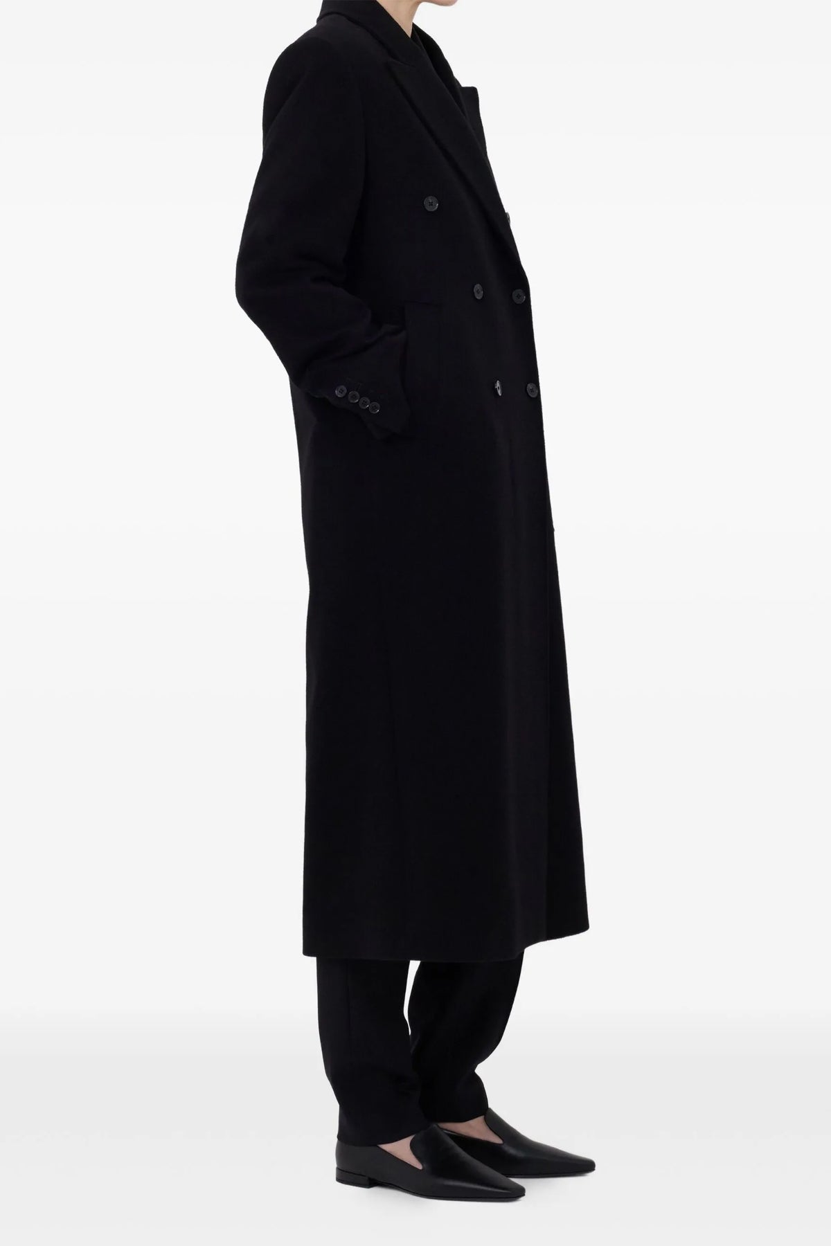 rosco double-breasted coat in wool and cashmere drape