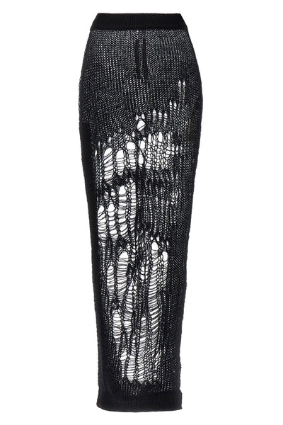 spider ziggy skirt in perforated mohair blend