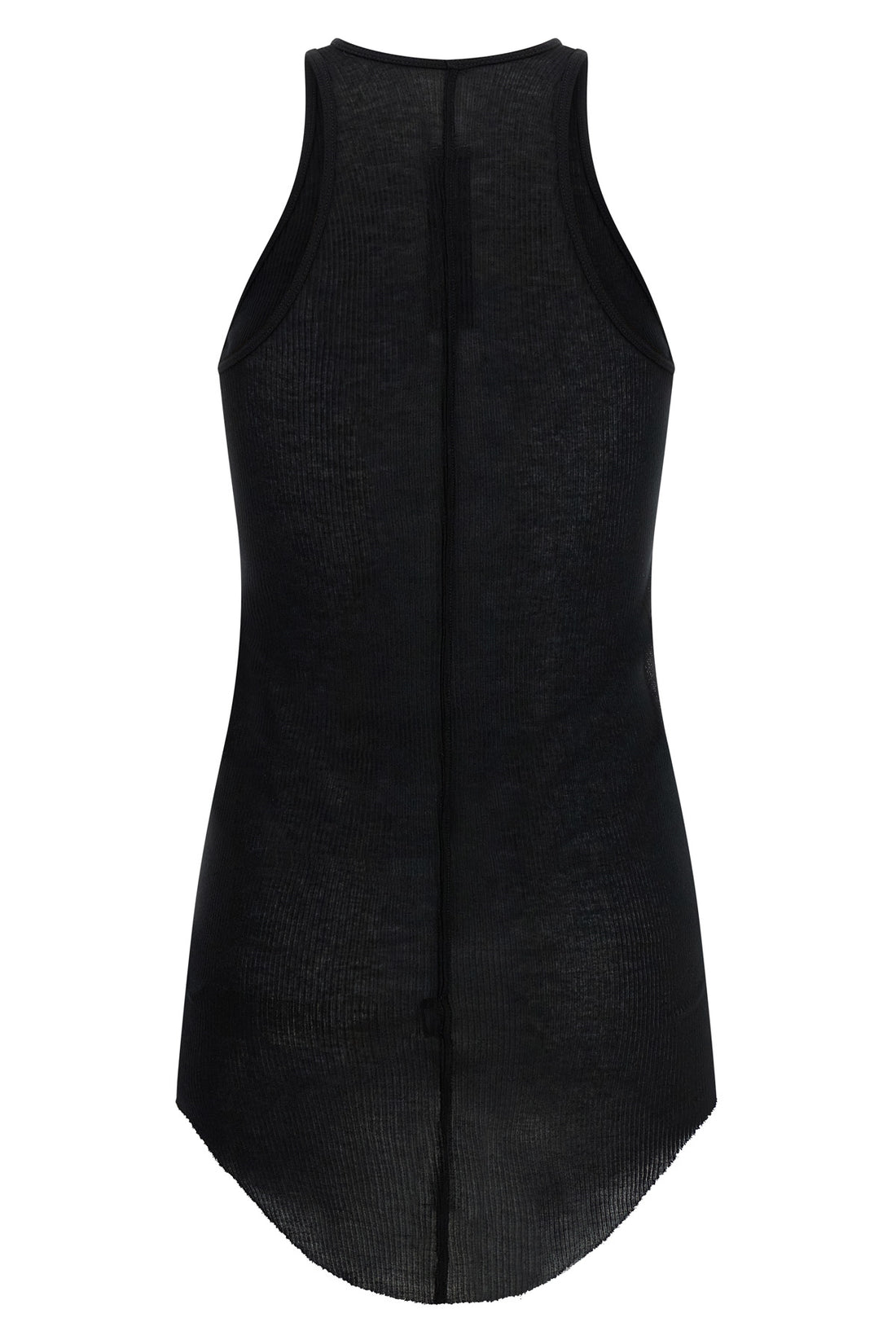 RICK OWENS 40 basic rib tank top in ribbed viscose and stretch silk blend