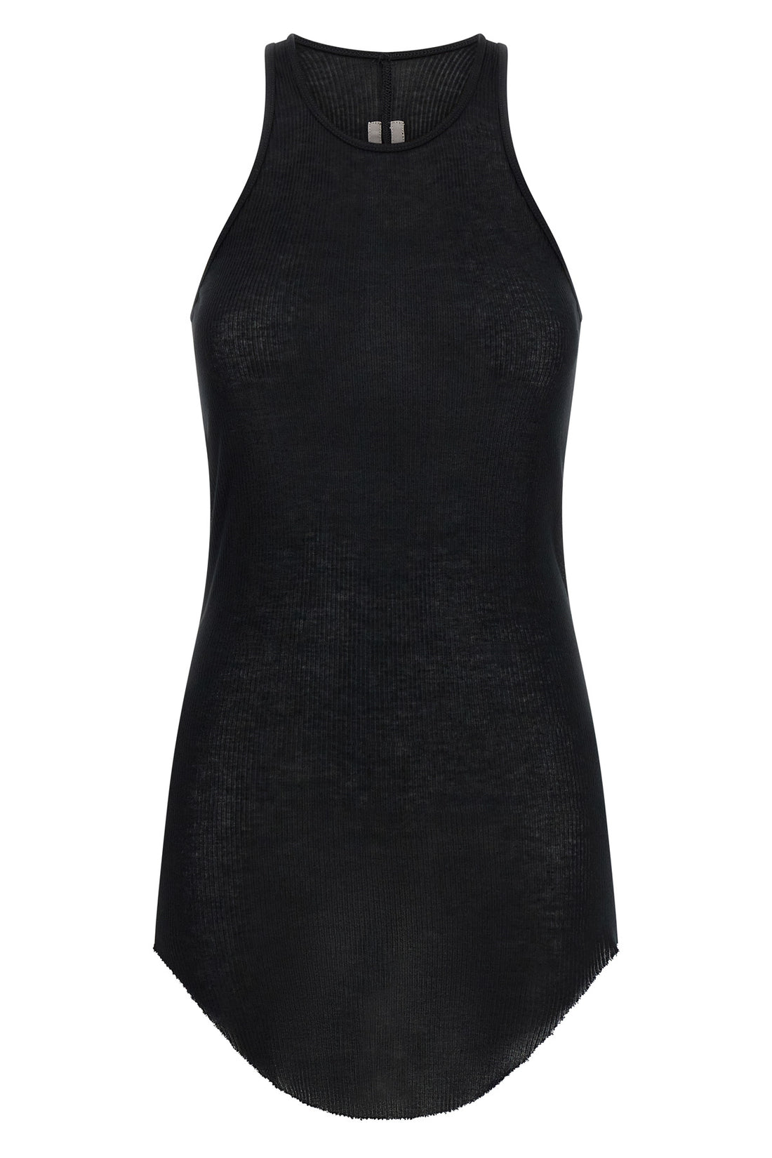 RICK OWENS 40 basic rib tank top in ribbed viscose and stretch silk blend