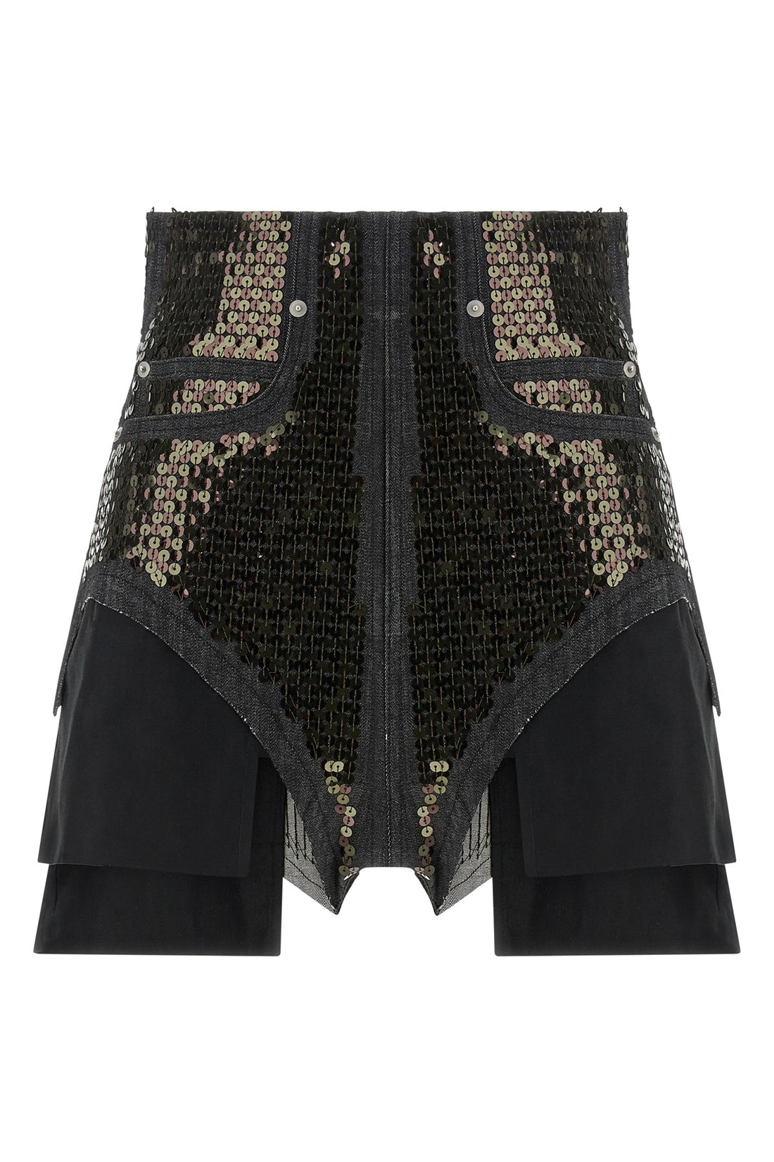 RICK OWENS 40 dirt cuoffs shorts in cotton denim embroidered