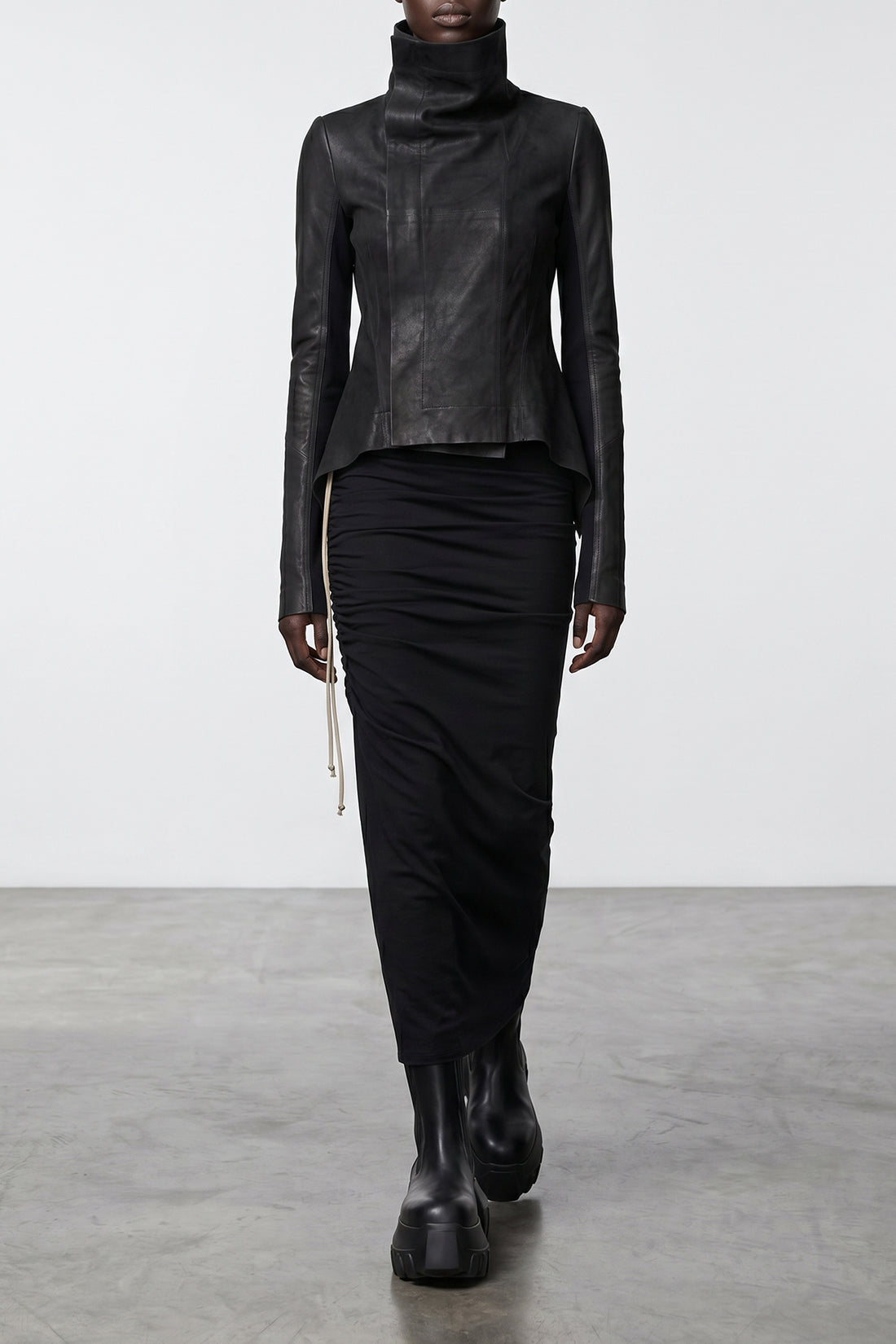 RICK OWENS 40 edfu knee cotton jersey midi skirt