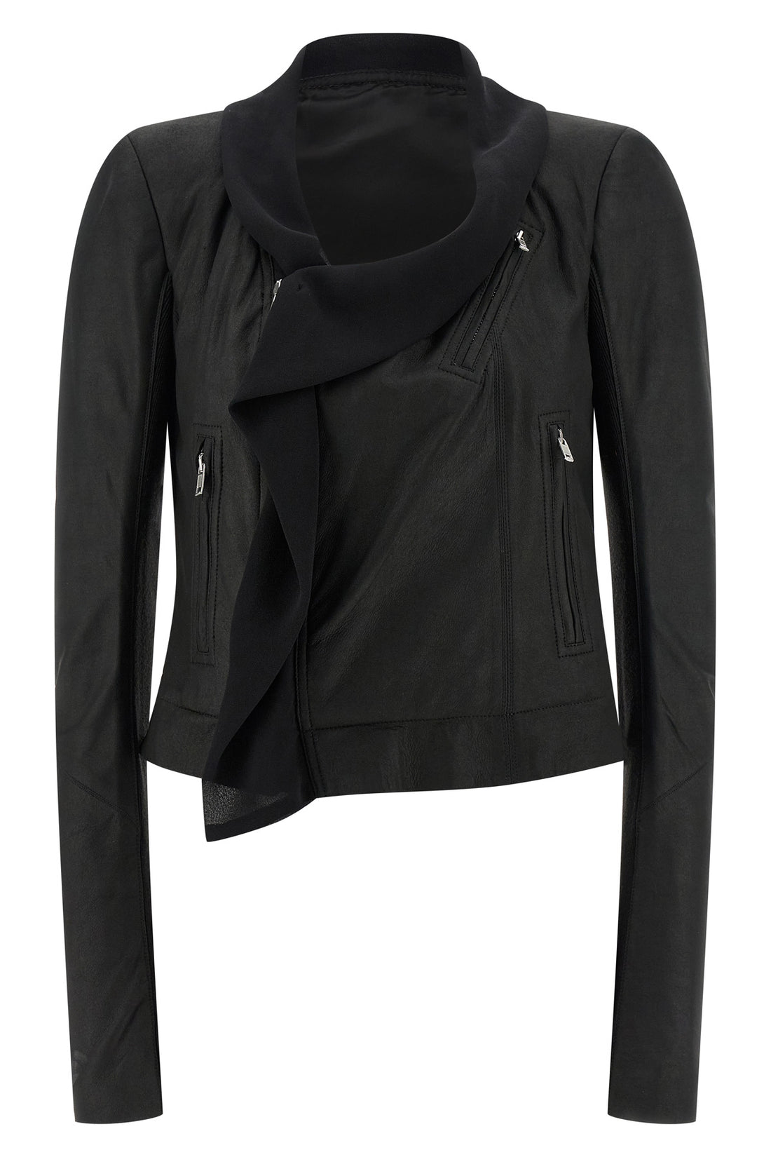 RICK OWENS 44 scarf biker lambskin jacket