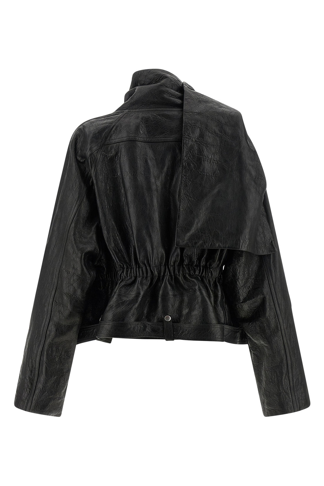RICK OWENS OS cropped scarf flight vegetable tanned lambskin jacket of medium thickness fini
