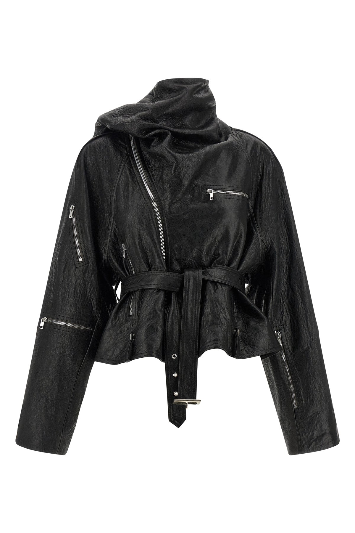 cropped scarf flight vegetable tanned lambskin jacket of medium thickness fini
