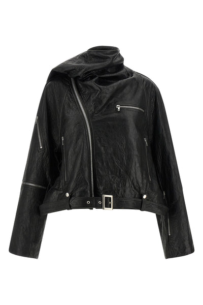 cropped scarf flight vegetable tanned lambskin jacket of medium thickness fini