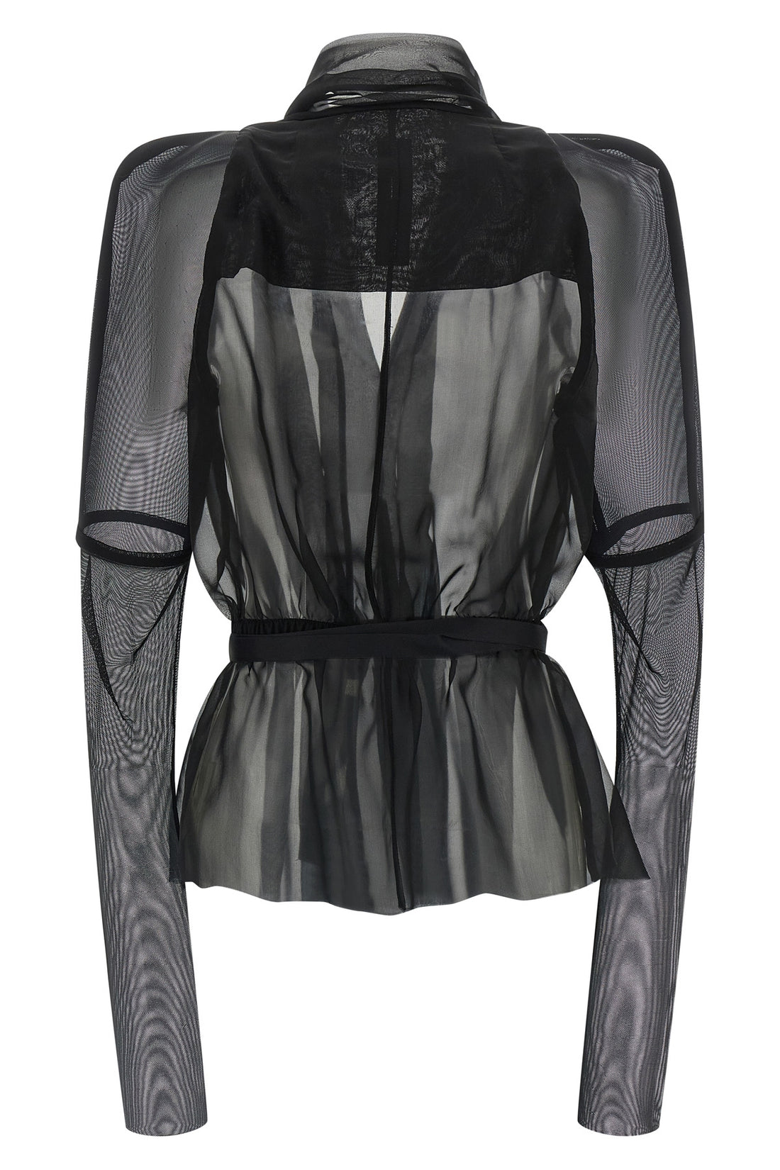RICK OWENS 42 semi-transparent combo metro jacket in silk chiffon