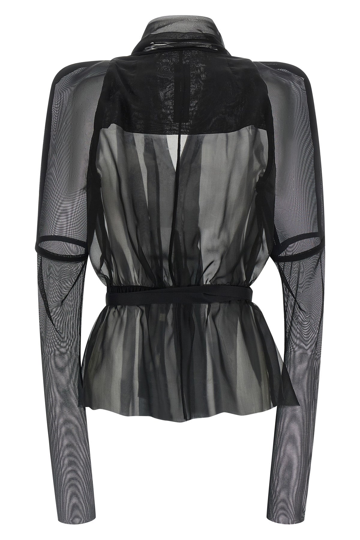 semi-transparent combo metro jacket in silk chiffon