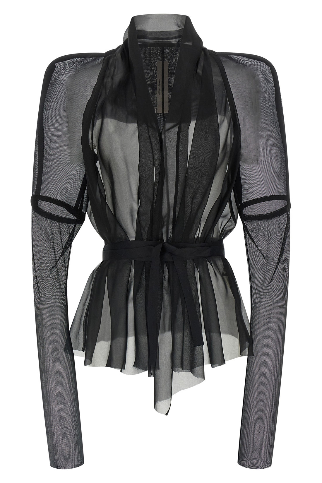 RICK OWENS 42 semi-transparent combo metro jacket in silk chiffon