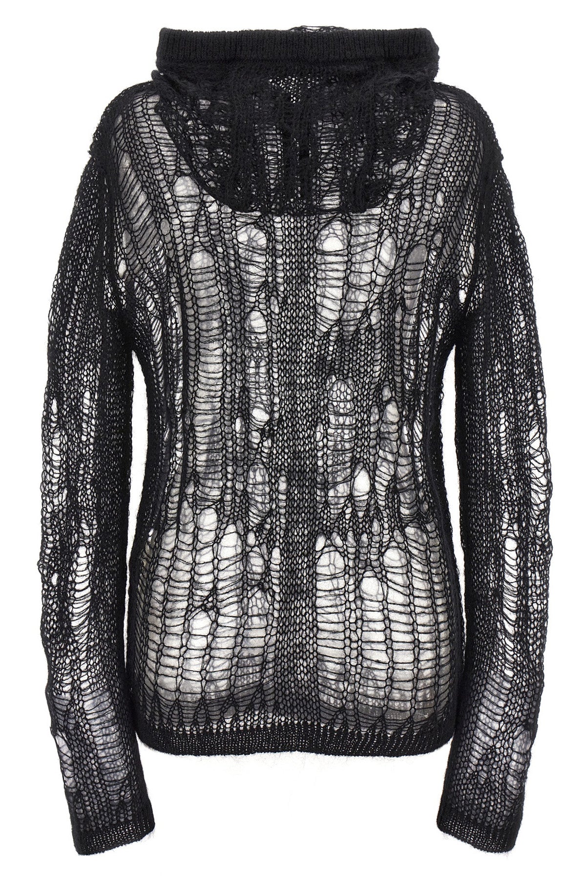 spider hoodie hooded sweater in openwork mohair blend