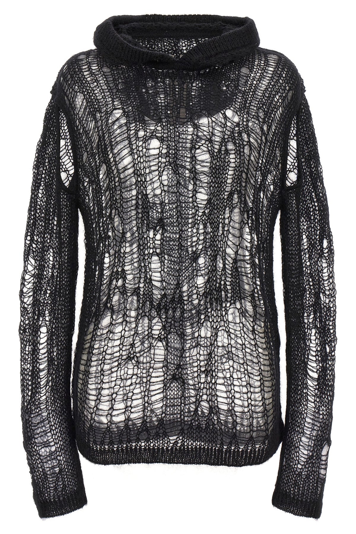 spider hoodie hooded sweater in openwork mohair blend