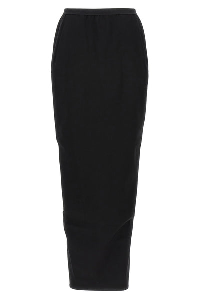 soft pillar long skirt in wool blend