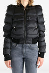 duvet flight quilted and goose down padded nylon bomber jacket