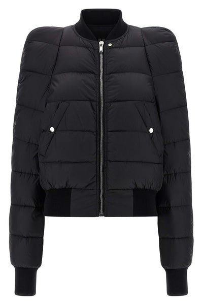 duvet flight quilted and goose down padded nylon bomber jacket