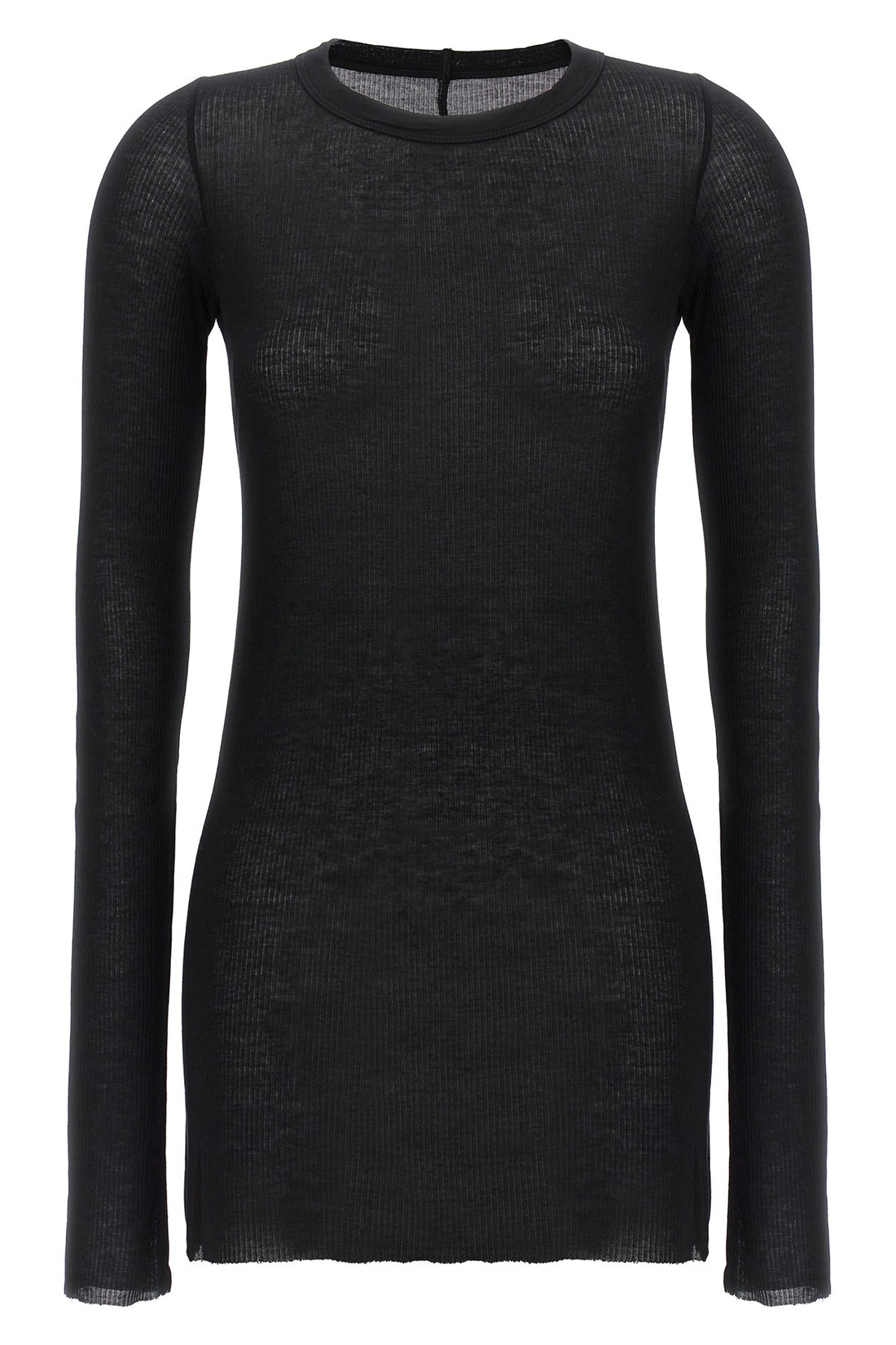 RICK OWENS 38 rib ls t ribbed viscose and stretch silk blend t-shirt