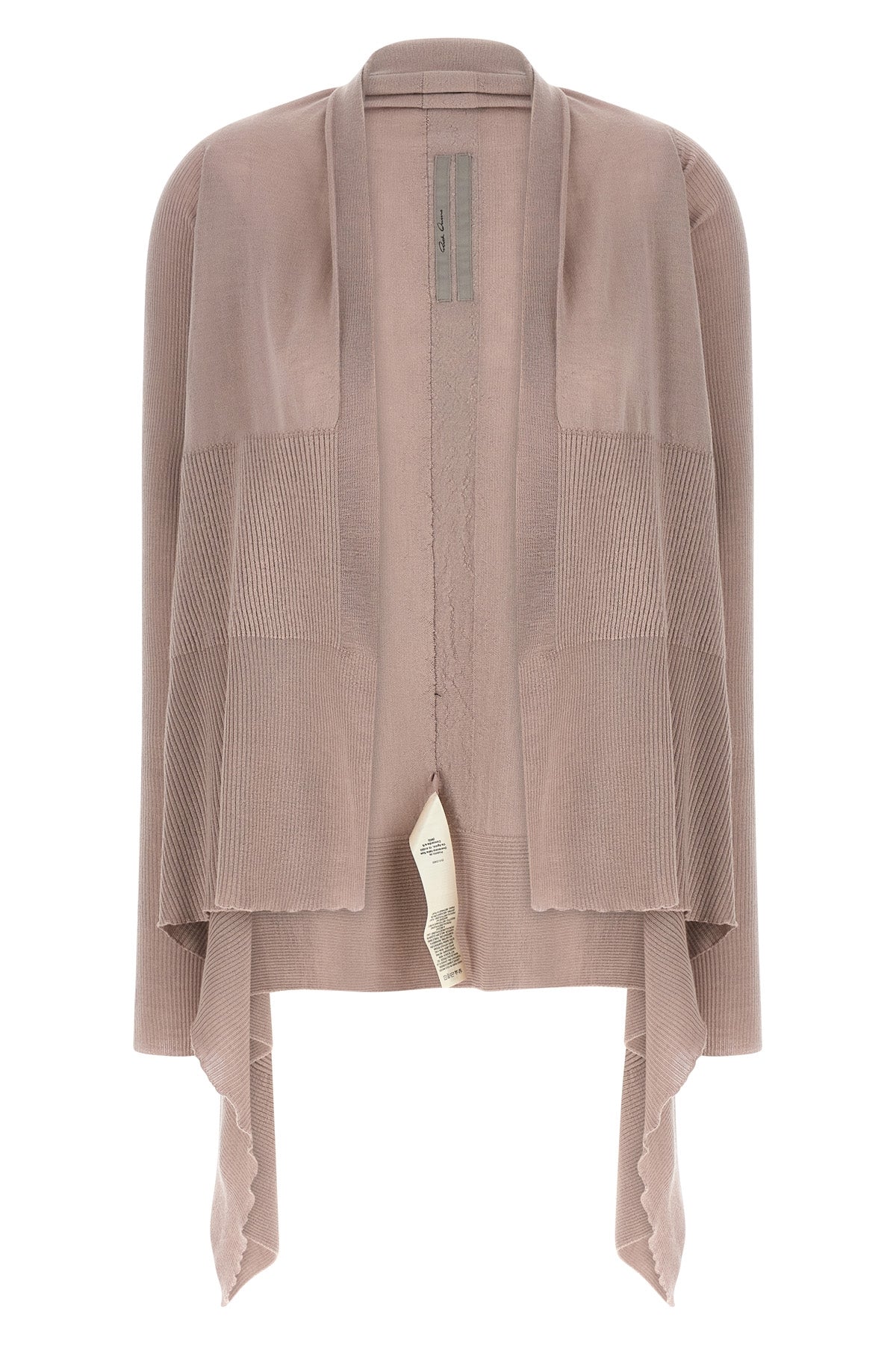 the rick owens medium wrap cardigan defines a deconstructed silhouette through