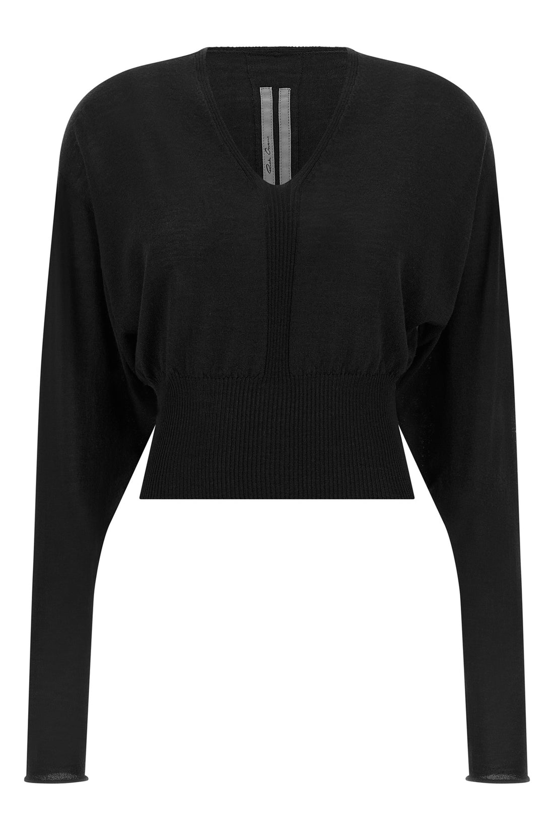 RICK OWENS L v cropped crop top in light shaved wool knit