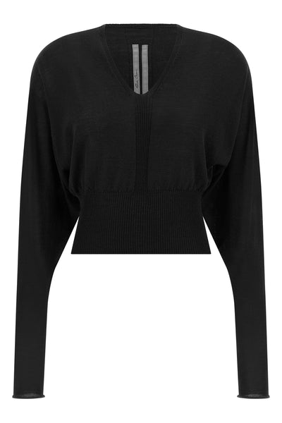 v cropped crop top in light shaved wool knit