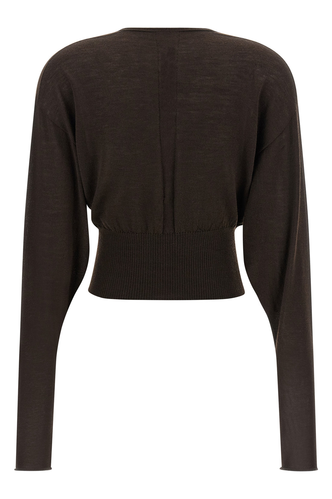 RICK OWENS L v cropped crop top in light shaved wool knit