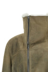 the cropped flight jacket by rick owens is distinguished by a structured silho