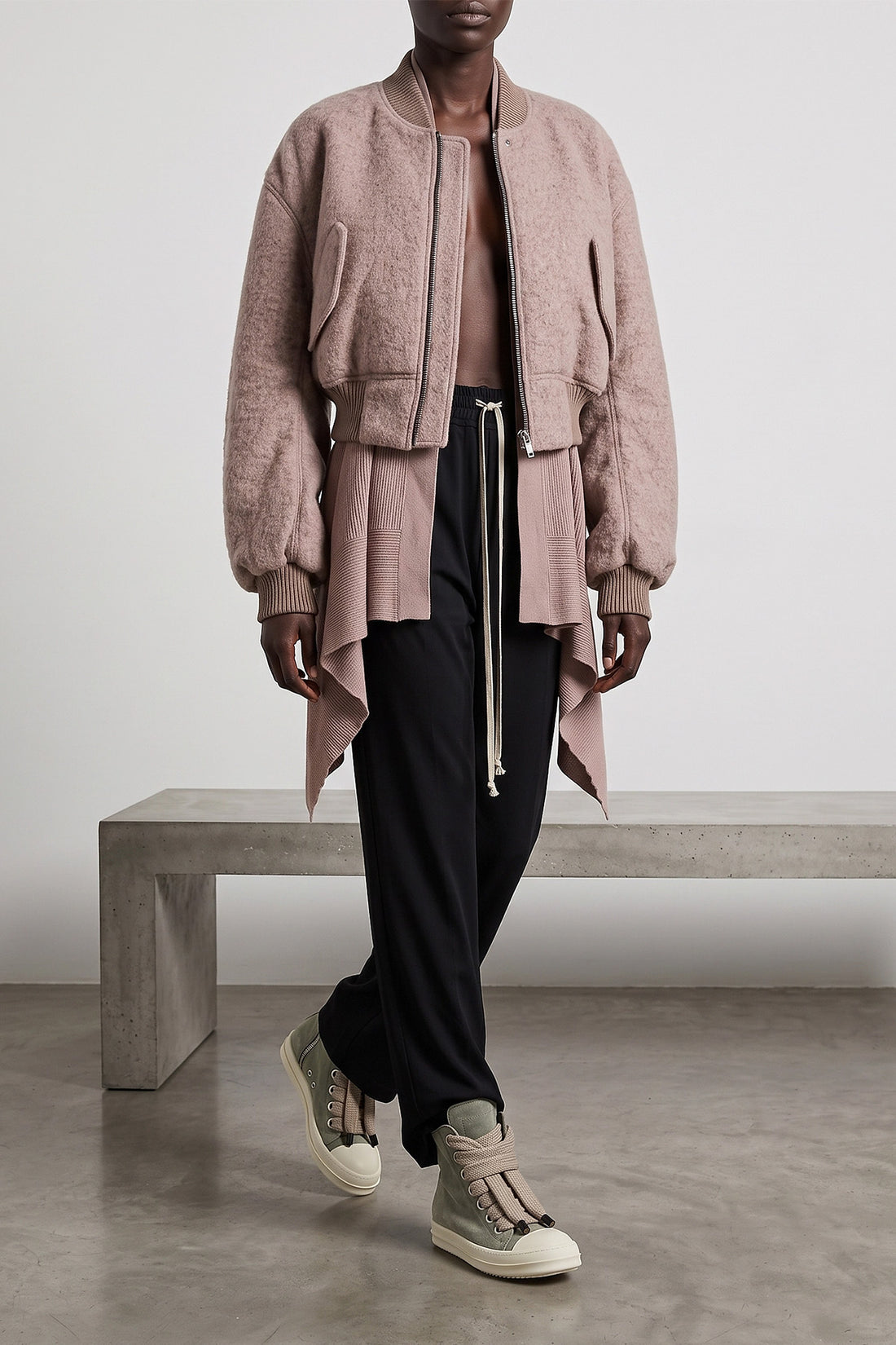 RICK OWENS 35 rick owens jumbolace sneaks high-top sneakers feature a structured constructio