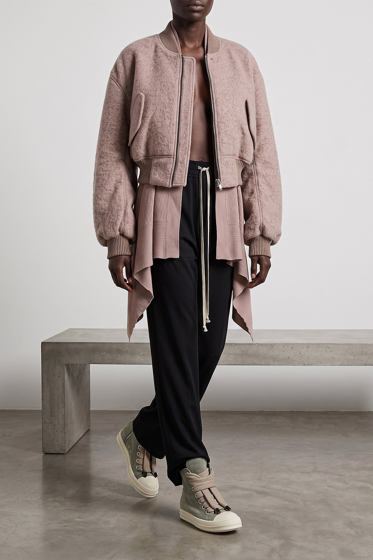 rick owens jumbolace sneaks high-top sneakers feature a structured constructio