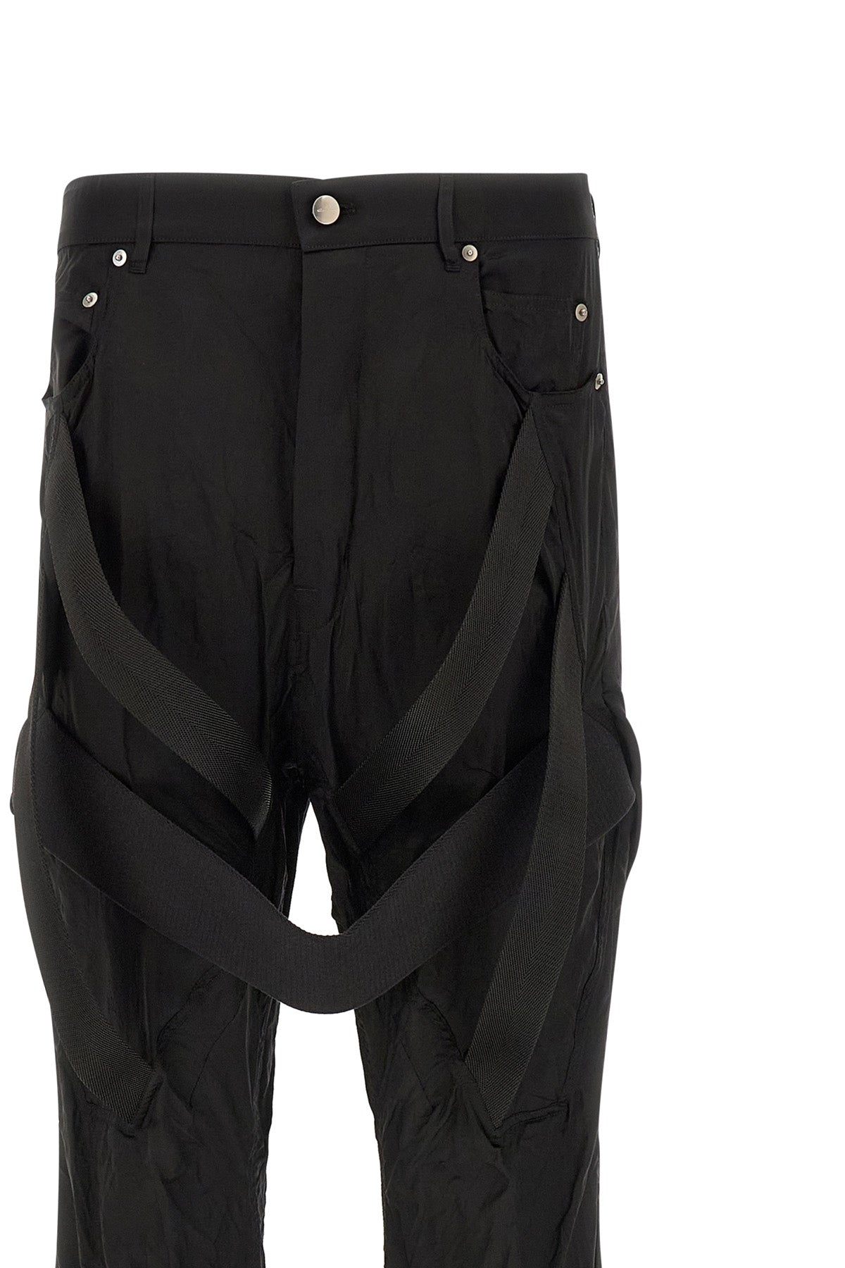 megastrapped bolans wrinkled shiny cupro pants