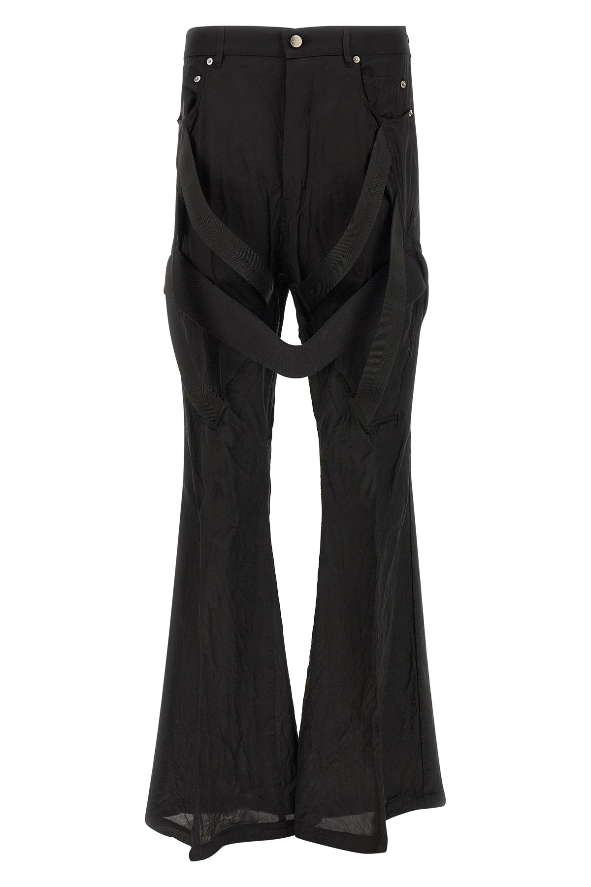megastrapped bolans wrinkled shiny cupro pants