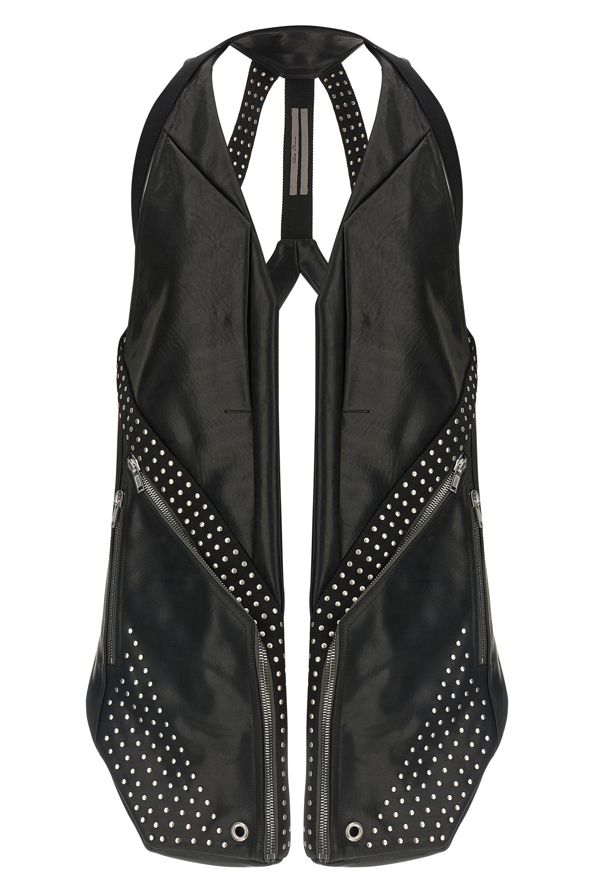temple vest in shiny and heavy vegetable tanned ox leather