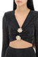 rhinestone-studded cropped top with diamanté brooches