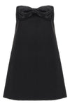 black crepe bandeau mini crêpe dress