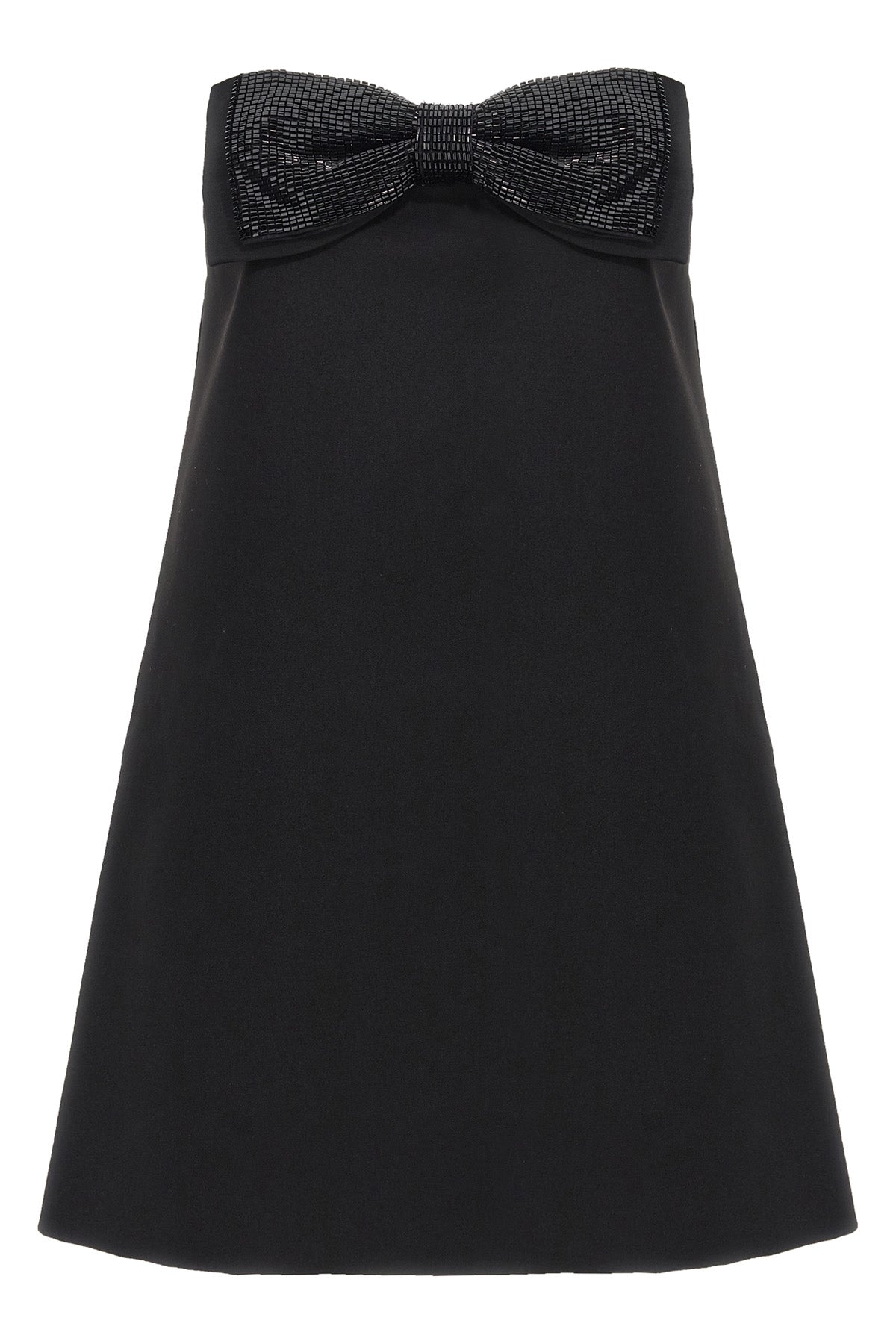 black crepe bandeau mini crêpe dress