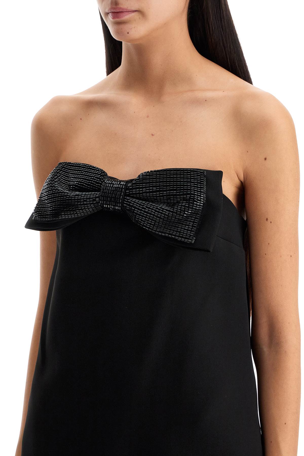 strapless mini dress with bow