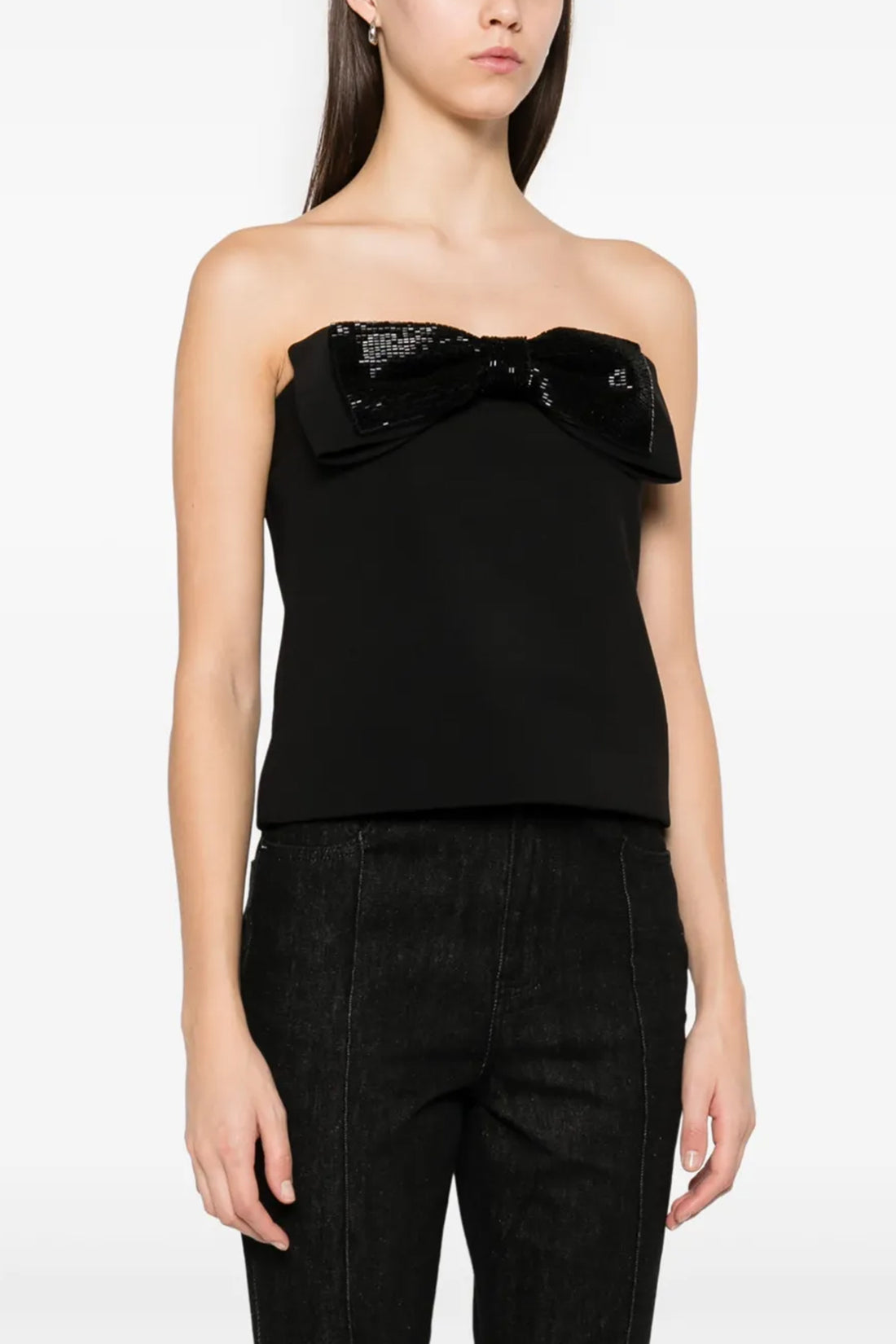 SELF PORTRAIT 8 black crepe bandeau crêpe top