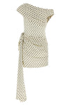 polka dot satin tie side mini dress in light satin