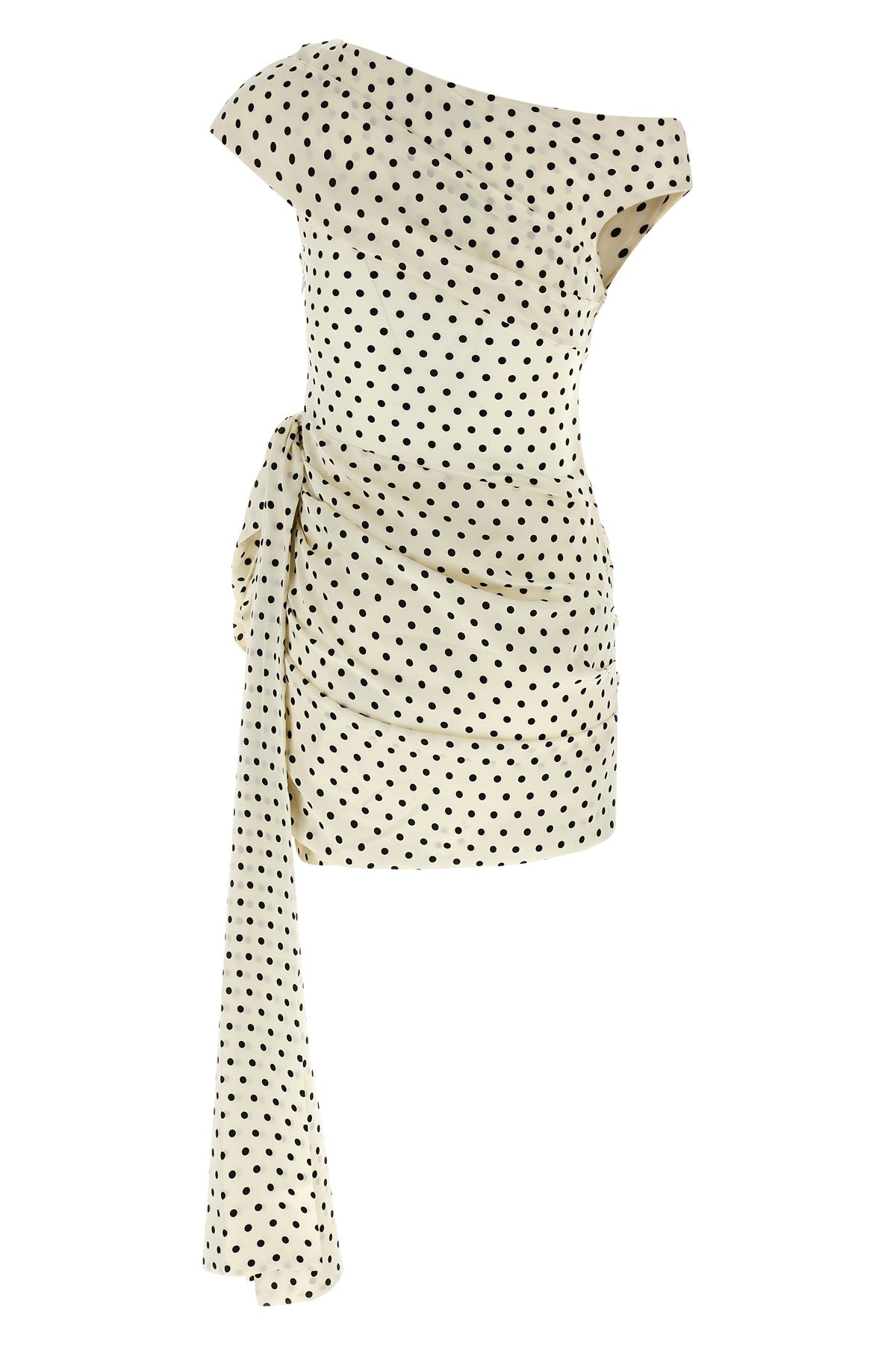 polka dot satin tie side mini dress in light satin