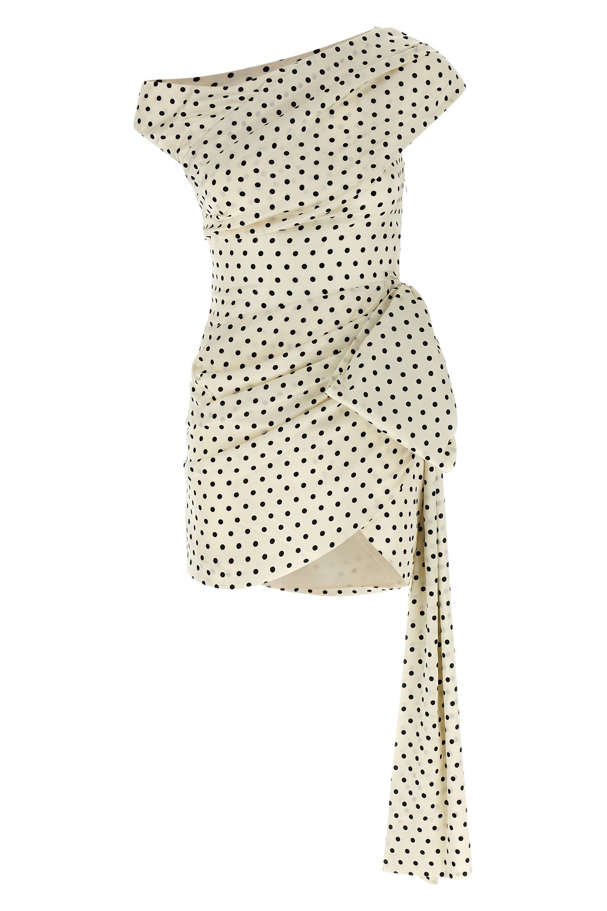 polka dot satin tie side mini dress in light satin