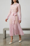 pink pleated georgette midi dresses in pleated viscose georgette