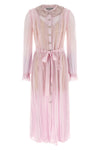 pink pleated georgette midi dresses in pleated viscose georgette