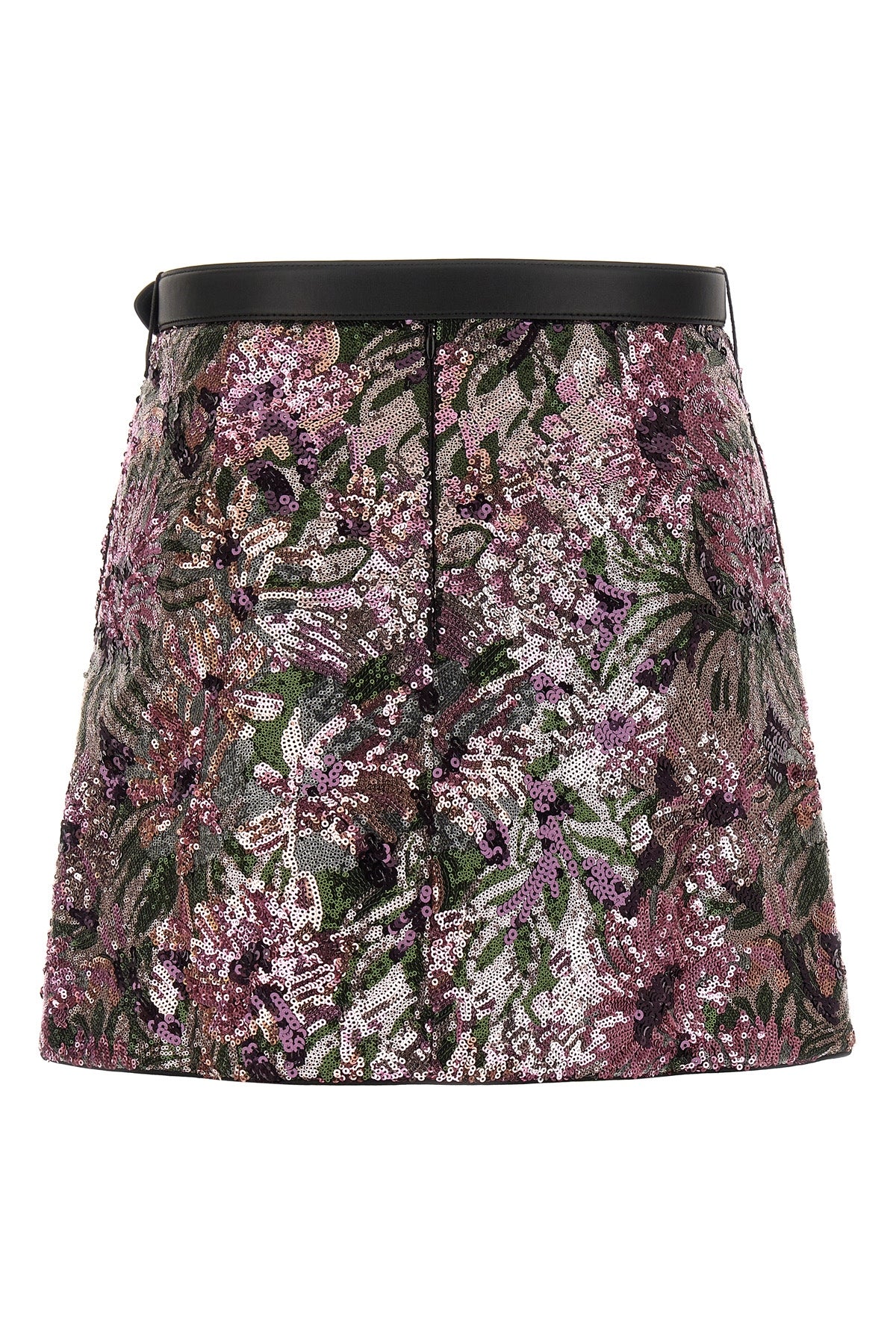 floral sequin mini fabric skirt