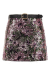 floral sequin mini fabric skirt