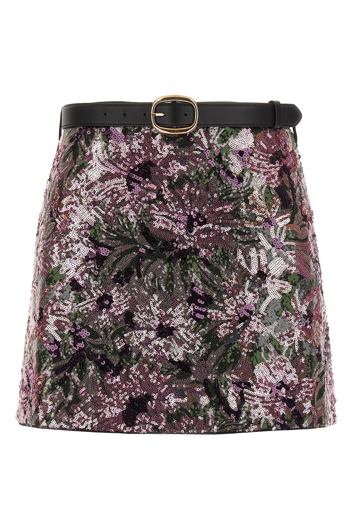 floral sequin mini fabric skirt