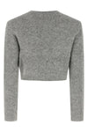 grey fluffy crystal trim cardigan in alpaca and wool blend