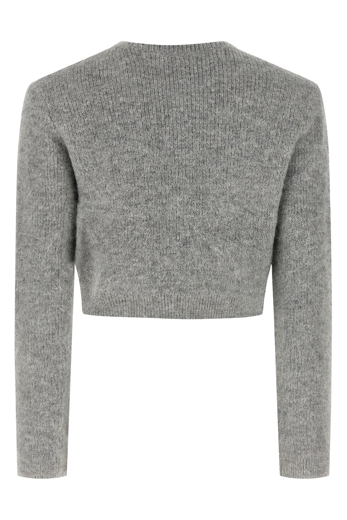 grey fluffy crystal trim cardigan in alpaca and wool blend